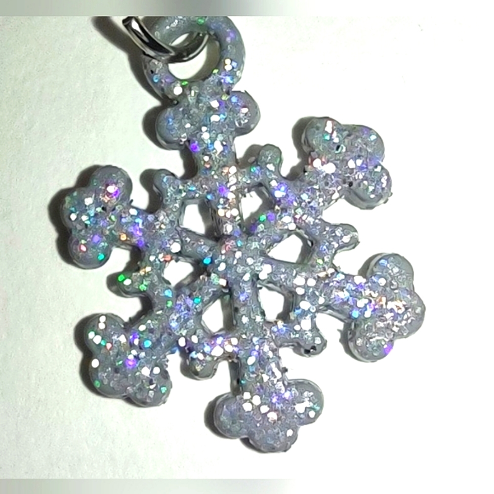Rainbow Glitter Snowflake  Pendant - Picture 4 of 12
